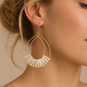 Parker Rose Everyday Glam Mother of Pearl dangle gold plated earrings New In Box